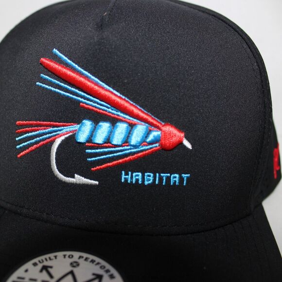 Hooey Habitat Black Trucker Hat Fishing Lure SKU: 6015T-BK Snapback NWT - Picture 2 of 11